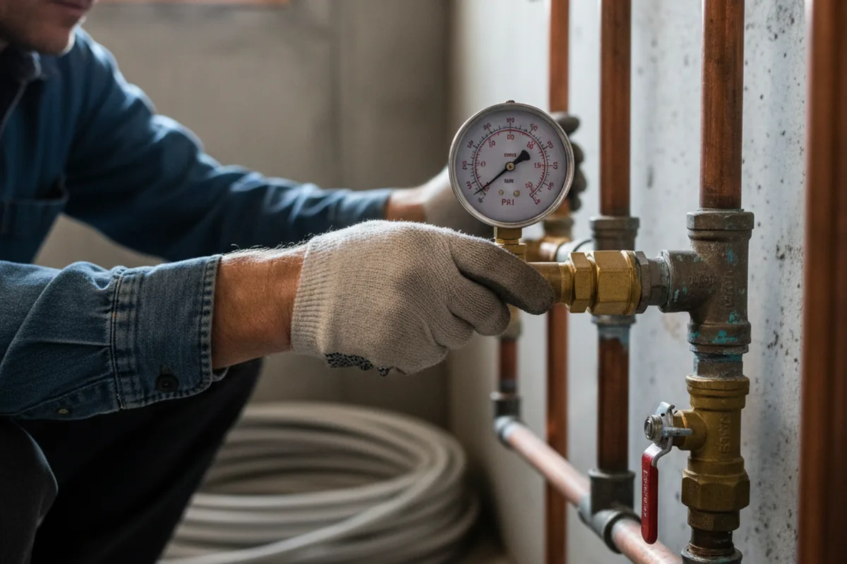 Pressure testing a repaired line during Water Line Repair in Thomas